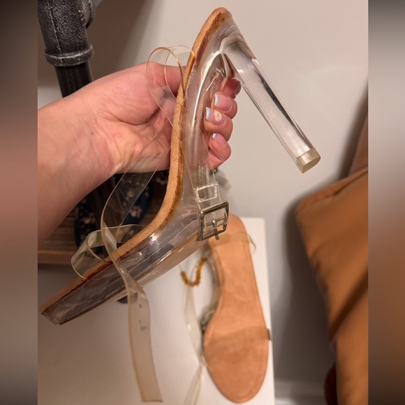 Transparent Strap Tan Heels - Picture 4 of 5
